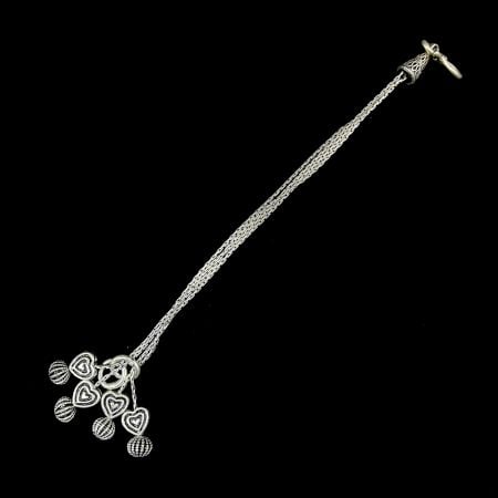 Tripple Layer Oxidised 92.5 Silver Bracelet with Berry Charms